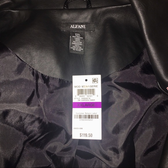 Floral Embroidered Faux Leather Jacket - Picture 7 of 8